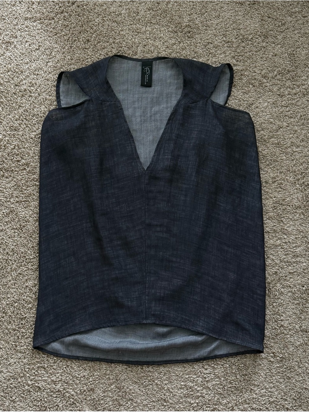 Zero + Maria Cornejo Dark Charcoal V-Neck Blouse Top